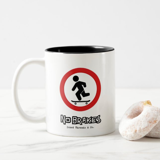 No Brakes Skateboarder Mug  (With Donut)