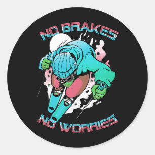 No Brakes Worries Winter Sports Skiing Ski Skier Classic Round Sticker