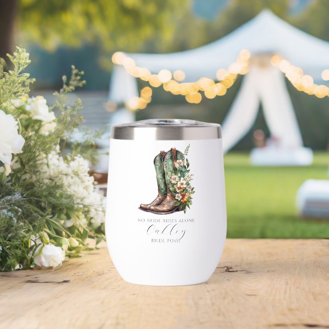 No Bride Rides Alone Floral Cowgirl Boots Custom (Wedding (Rotated))