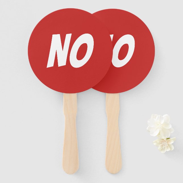 No bright red double sided quiz game signboards hand fan (Front and Back)