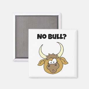 No Bull Funny Brown Cartoon Cow Head Art Magnet