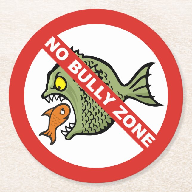 No Bully Zone Round Paper Coaster (Front)
