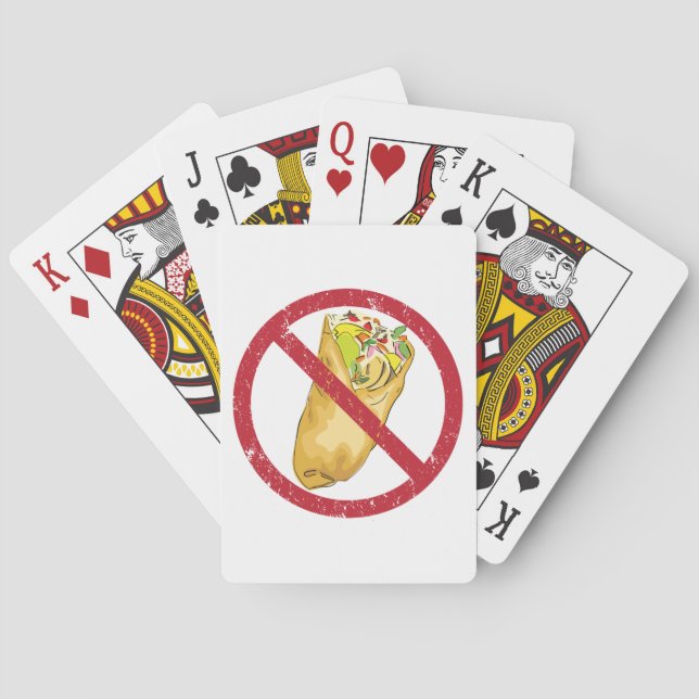 No Burritos Allowed Sign Humourous Food Ban  Playing Cards (Back)