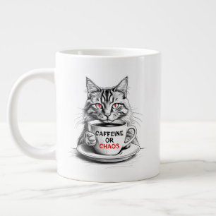 No Caffeine No Mercy Cat Coffee Lover  Large Coffee Mug