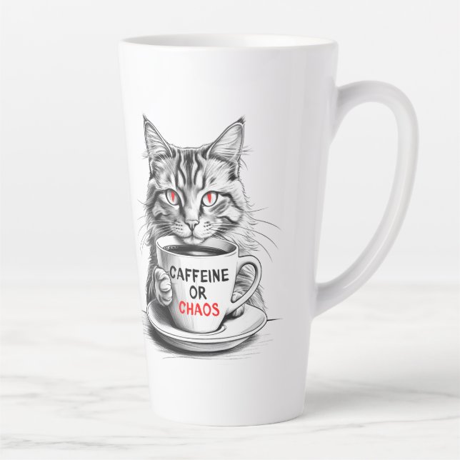 No Caffeine No Mercy Cat Coffee Lover  Latte Mug (Right)