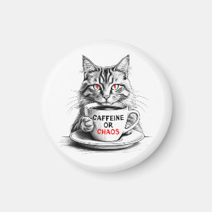 No Caffeine No Mercy Cat Coffee Lover Magnet