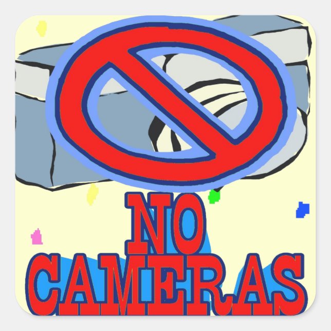No Cameras Sign Square Sticker (Front)