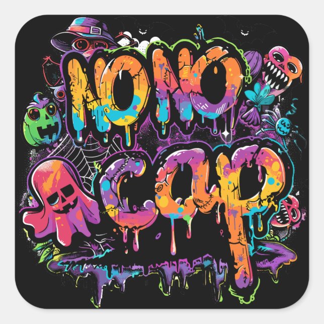 No cap | ExDesigner | Halloween Square Sticker (Front)