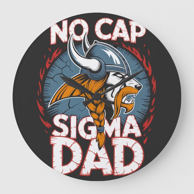 No Cap Sigma Dad Viking Graphic Tee for Fathers Large Clock (Front)