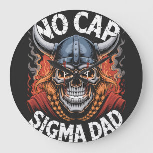 No Cap Sigma Dad Viking Style Gear for Parents Large Clock
