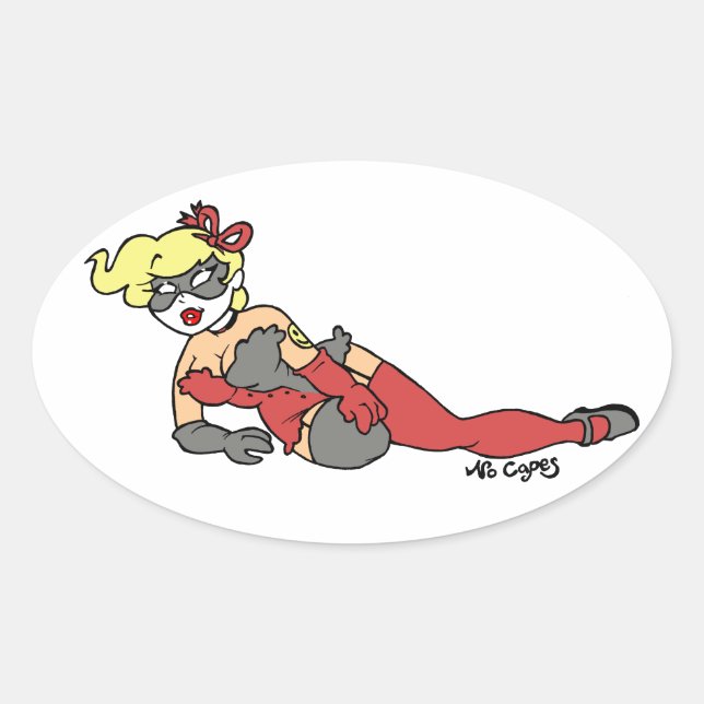 No Capes V Superhero/Supervillain pin-up sticker (Front)
