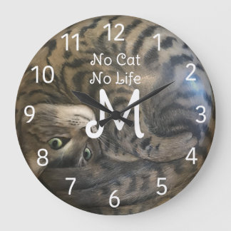No Cat No Life Large Clock