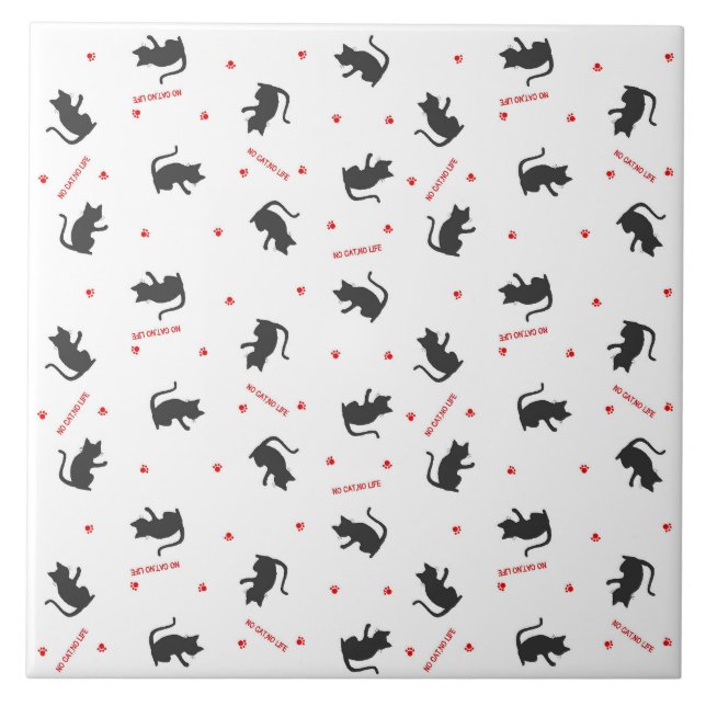 NO CAT, NO LIFE White Tile (Front)