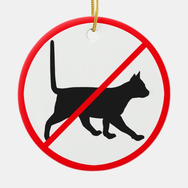 NO Cats Ceramic Tree Decoration (Front)
