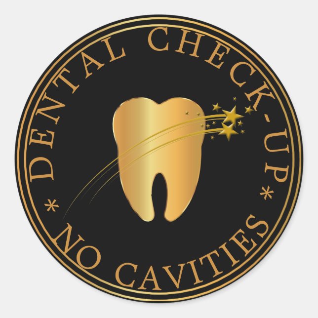 No Cavities Dental Check-Up Classic Round Sticker (Front)