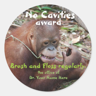 No Cavities  Dentist Award for Children Classic Round Sticker