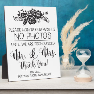 No Cell Phone Photos Wedding Ceremony Plaque