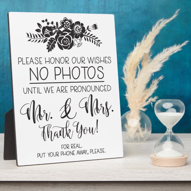 No Cell Phone Photos Wedding Ceremony Plaque (Side)