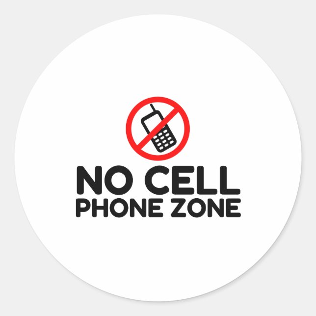No Cell Phone Zone Classic Round Sticker (Front)