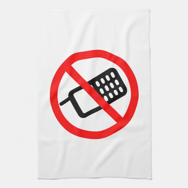 No Cell Phones Tea Towel (Vertical)