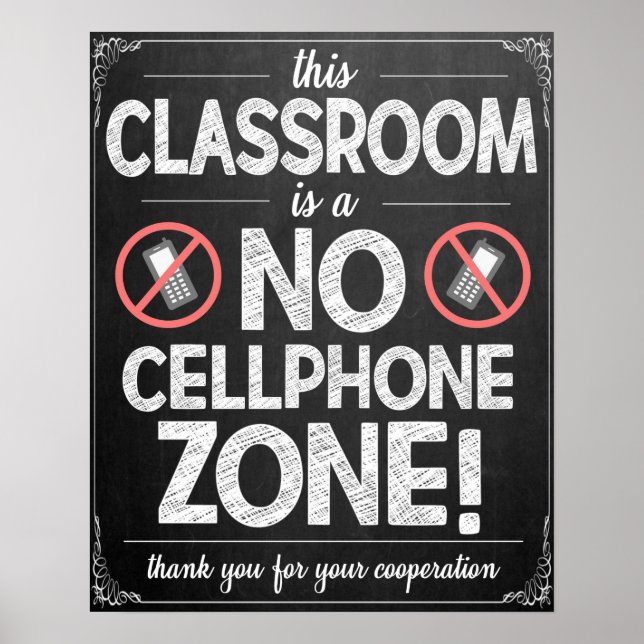 No Cellphones Allowed Classroom Poster (Front)