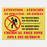 No Chemical / Pesticide Yard Sign Spanish English