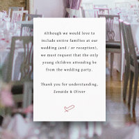No Children Wedding or Reception Wording