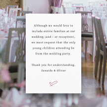 No Children Wedding or Reception Wording