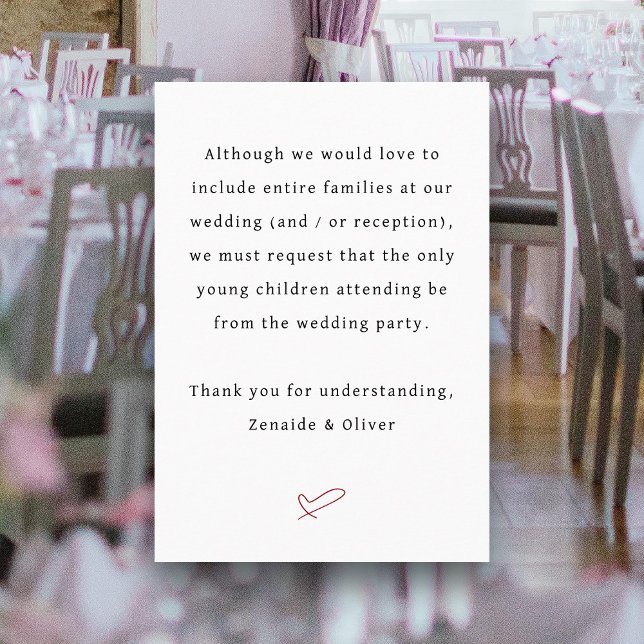No Children Wedding or Reception Wording Enclosure Card (Creator Uploaded)