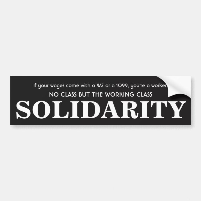 No Class But The Working Class:  Solidarity! Bumper Sticker (Front)