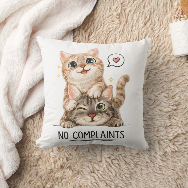 No Complaints Funny Cute Cats Decorative  Cushion (Blanket)
