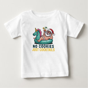 No Cookies Just Cocktails Santa Summer Christmas Baby T-Shirt