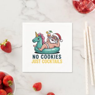 No Cookies Just Cocktails Santa Summer Christmas Napkin