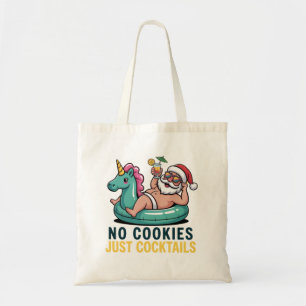 No Cookies Just Cocktails Santa Summer Christmas  Tote Bag