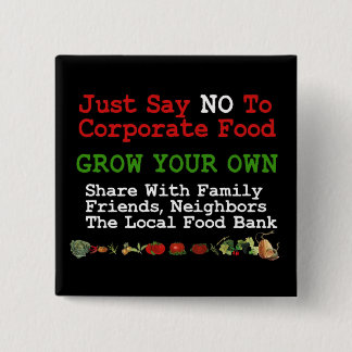 No Corporate Food 15 Cm Square Badge