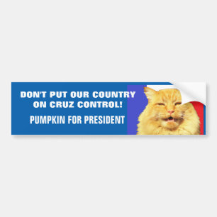 No Cruz Control -  Pumpkin for President 16 Bumper Sticker