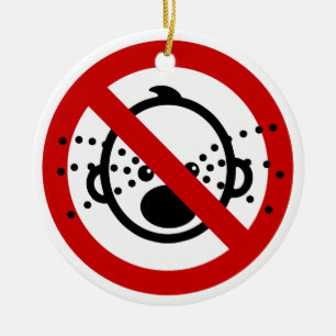 NO Cry Babies ⚠ Thai Airport Sign ⚠ Ceramic Tree Decoration