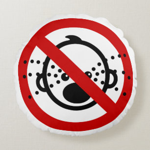 NO Cry Babies ⚠ Thai Airport Sign ⚠ Round Cushion
