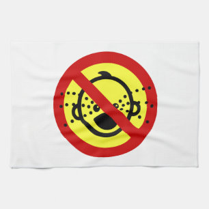 NO Cry Babies ⚠ Thai Airport Sign ⚠ Tea Towel