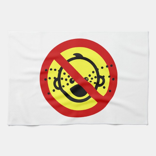 NO Cry Babies ⚠ Thai Airport Sign ⚠ Tea Towel (Horizontal)
