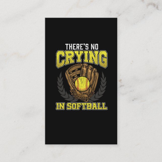 No Crying in Softball Playing Girl Daughter Niece Business Card (Front)
