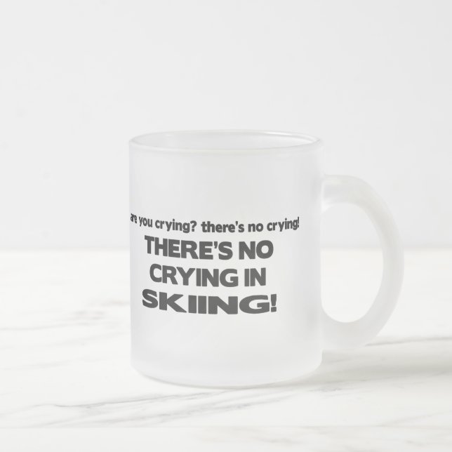 No Crying - Skiing Frosted Glass Coffee Mug (Right)