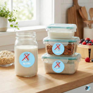 No Dairy Allergy Alert Milk Free Symbol Kids Blue Classic Round Sticker