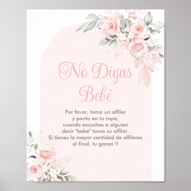 No Digas bebe Spanish Baby Shower Girl Poster (Front)