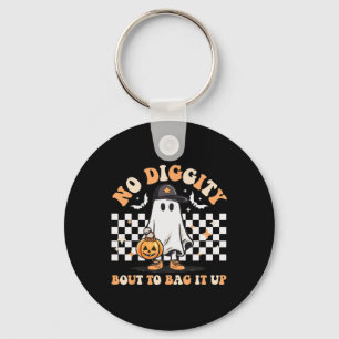 No Diggity Bout To Bag It Up Cute Ghost Halloween Key Ring
