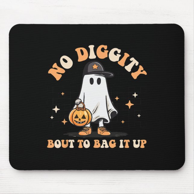 No Diggity Bout To Bag It Up Cute Ghost Halloween  Mouse Mat (Front)