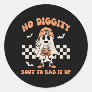 No Diggity Bout To Bag It Up Ghost Halloween Kids  Classic Round Sticker
