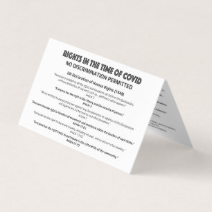 "No Discrimination" Human Rights Information Card