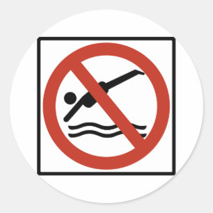 No Diving Highway Sign Classic Round Sticker