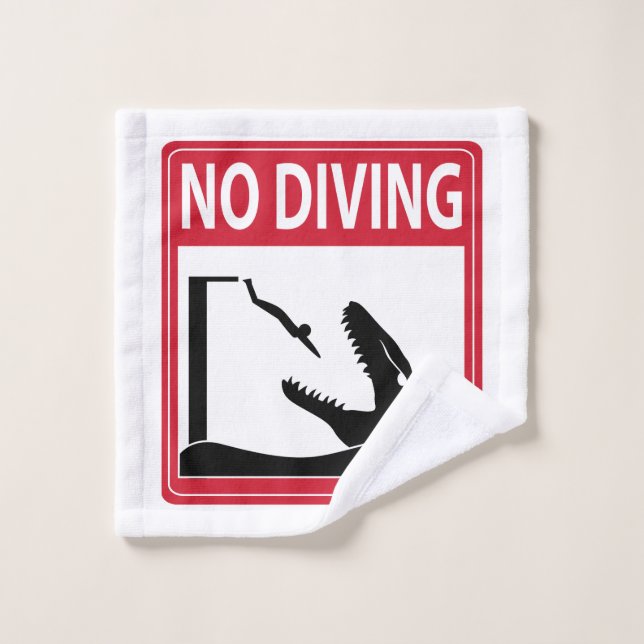 No Diving (Mosasaurus) Bath Towel Set (Wash Cloth)